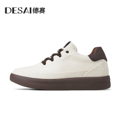 Desai™ DS3097 Men’s Leather Casual Shoes – Lightweight Breathable Soft Sole Sneakers