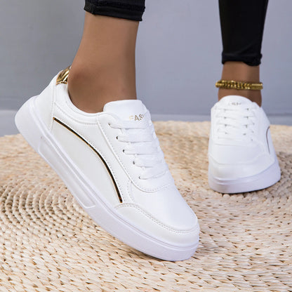 MAEDEF™ Women’s Waterproof PU Sneakers – Lightweight Lace-Up Walking Shoes