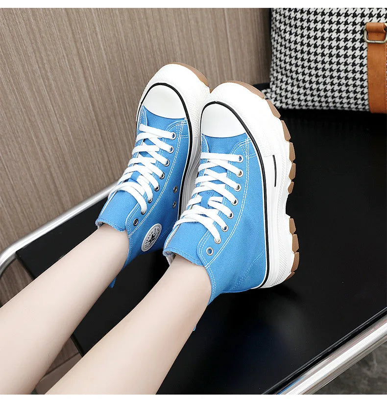 Loom & Soul Women’s High-Top Canvas Sneakers – Platform Vulcanized Style