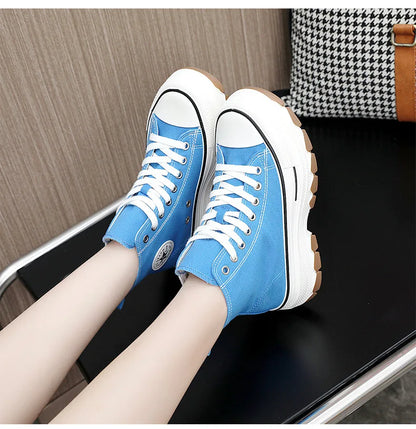 Loom & Soul Women’s High-Top Canvas Sneakers – Platform Vulcanized Style
