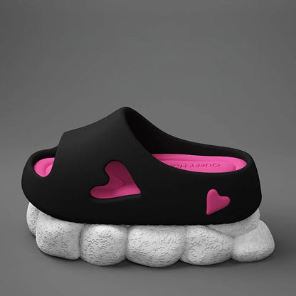 Women’s Love Heart Cloud Slippers – Non-Slip EVA Platform Sandals Indoor/Outdoor