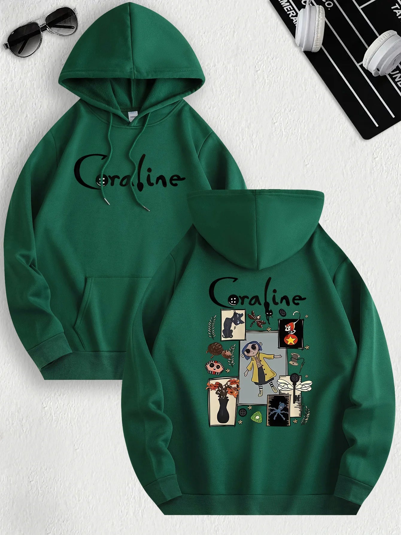CoralineDream™ Fleece Hoodie – Cozy Cartoon-Inspired Pullover for Bold Souls