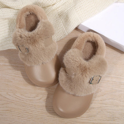 Women’s Waterproof Platform Fur Clogs – Cozy Winter Slip-On