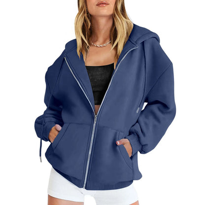 Women’s Casual Zip Up Hoodie with Pockets – Autumn Winter Fashion Jacket