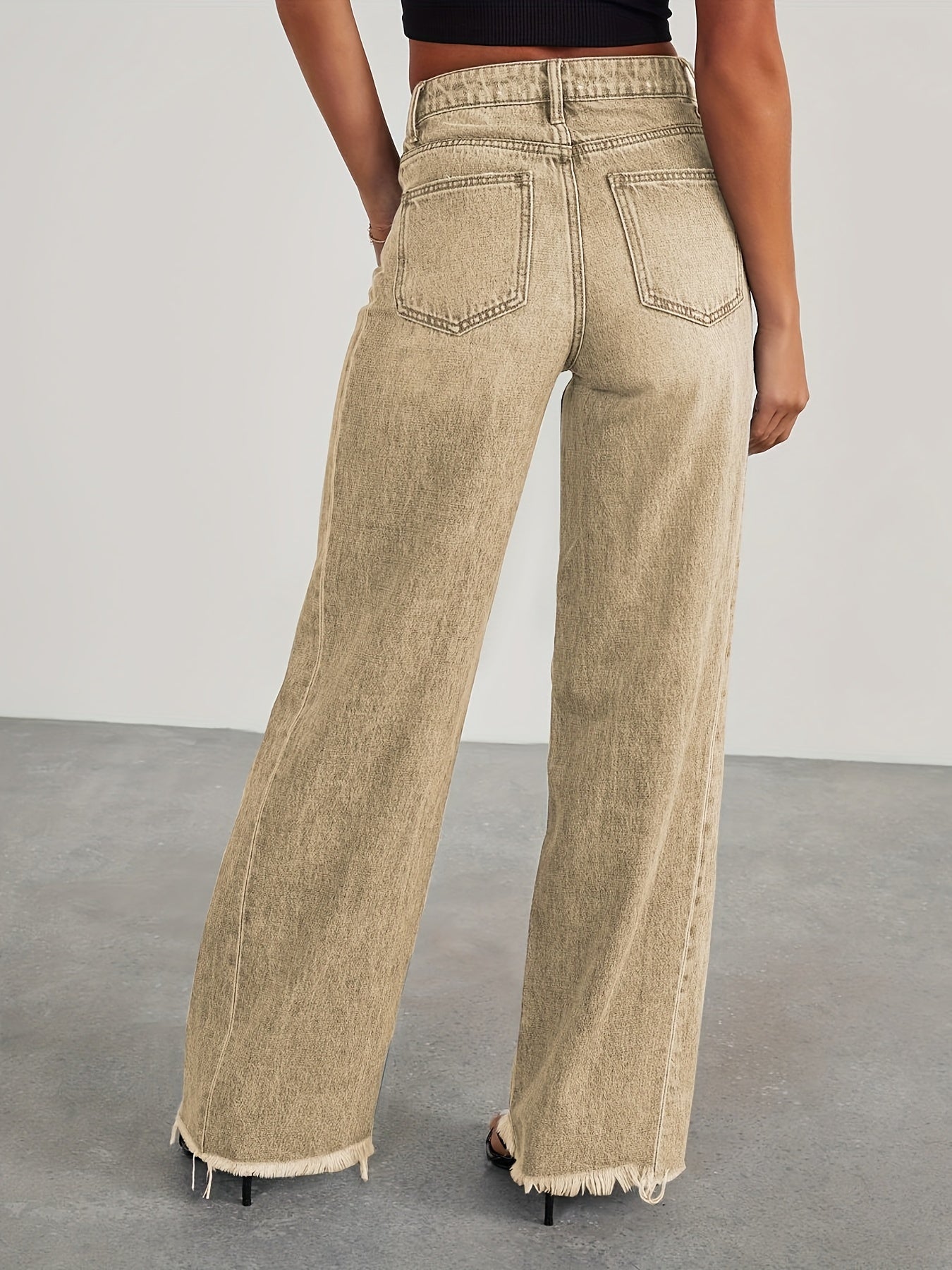 Women’s High-Waist Wide-Leg Jeans – Casual Stretch Baggy Denim