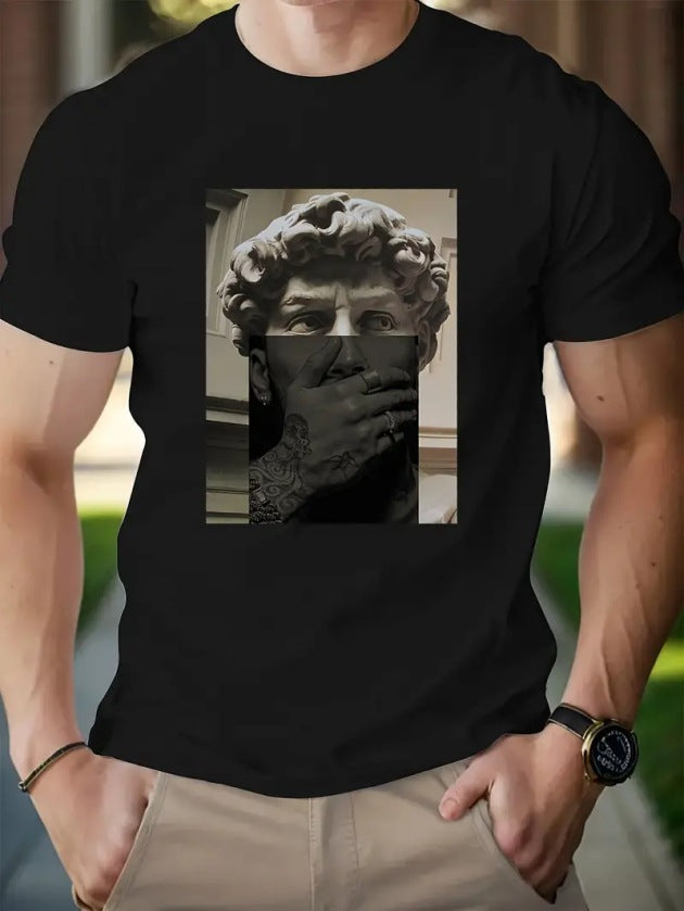 T-shirt rétro en coton pour homme – Tee-shirt décontracté à manches courtes