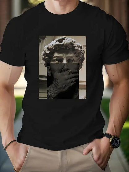 T-shirt rétro en coton pour homme – Tee-shirt décontracté à manches courtes