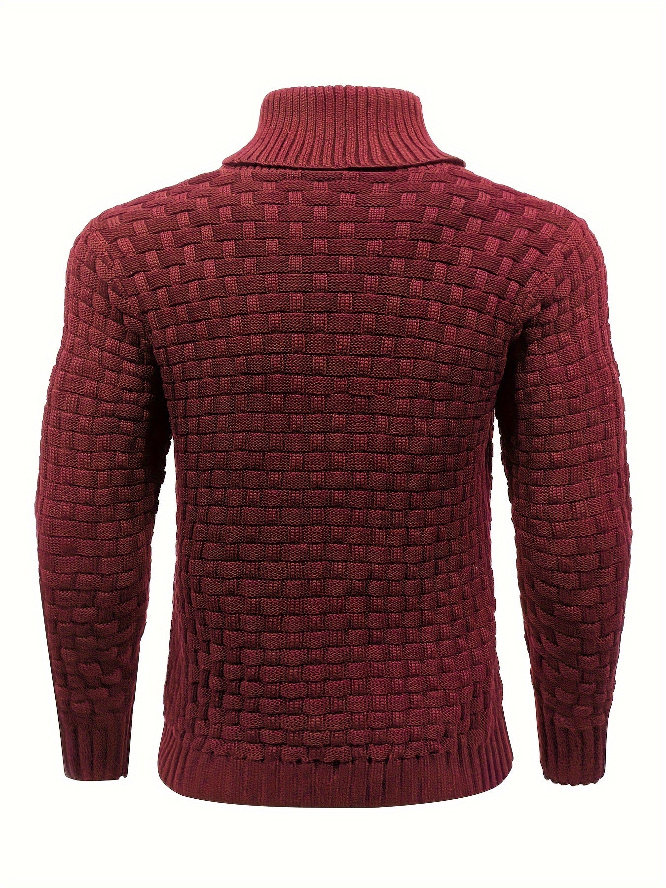 Men’s Waffle Knit Sweater – High Stretch Pullover with Lapel Collar