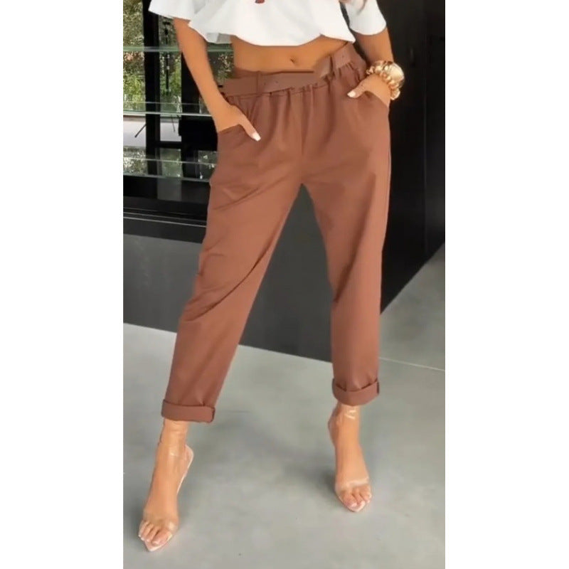 Women’s Slim Straight Pants – High Waist Casual Everyday Fit