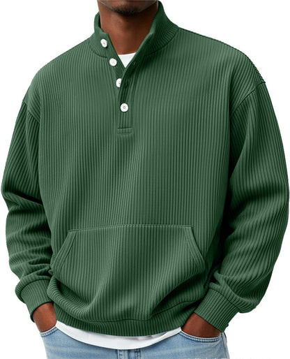 Sweat-shirt homme col roulé uni – Polo décontracté à manches longues