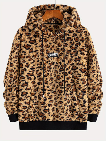 Sudadera con capucha y estampado de leopardo para hombre – Sudadera de felpa para un estilo urbano impactante