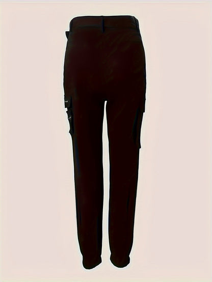 Women’s Slim High-Waist Pants with Belt & Zipper Pockets – Summer Casual