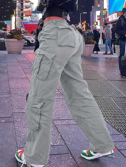 Women’s Retro Y2K Cargo Pants – High-Waisted Wide-Leg Streetwear