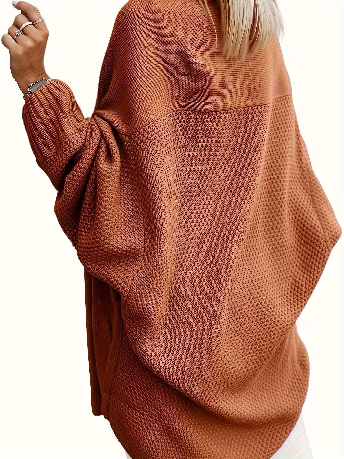 Women’s Oversized Knit Cardigan – Open Front Batwing Sleeve Sweater