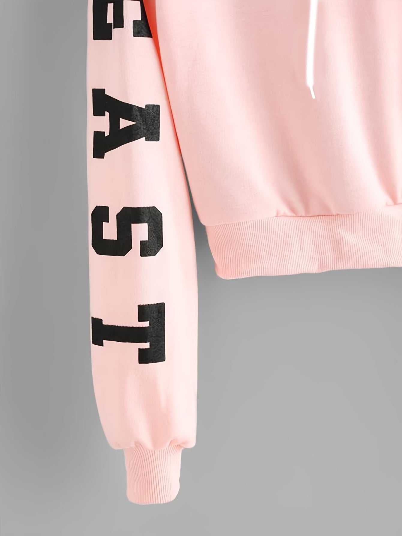 Women’s Pink Letter Hoodie – East/West Print Casual Streetwear
