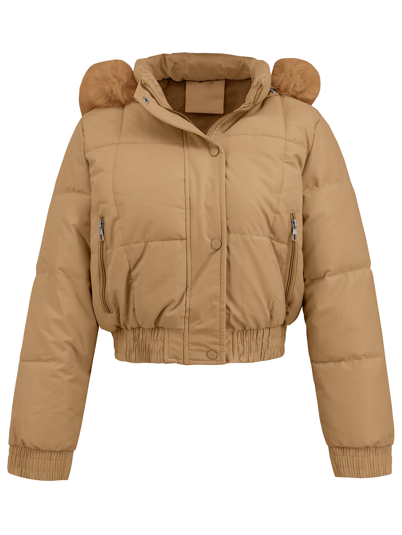 Loom & Soul™ Women’s Cotton-Padded Winter Jacket – Elegant Thick Warm Coat in Khaki, Black, or White