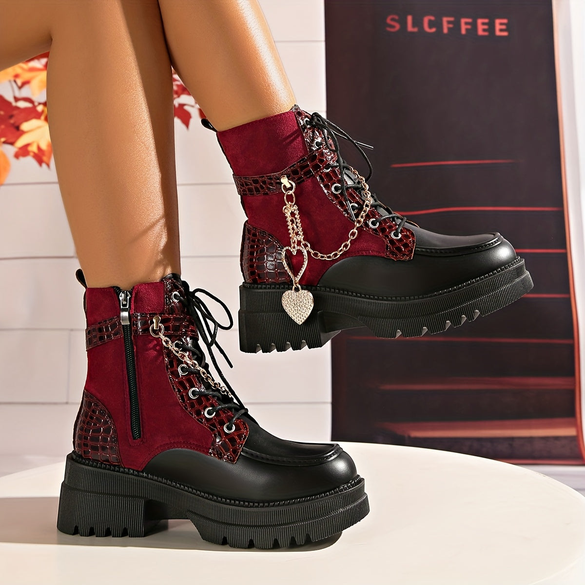 Women’s Chunky Platform Boots – Gothic High Heel Ankle Booties