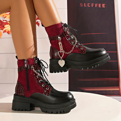 Women’s Chunky Platform Boots – Gothic High Heel Ankle Booties