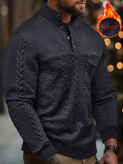 Men’s Casual Henley Shirt – Soft Stretch Long Sleeve Button Top