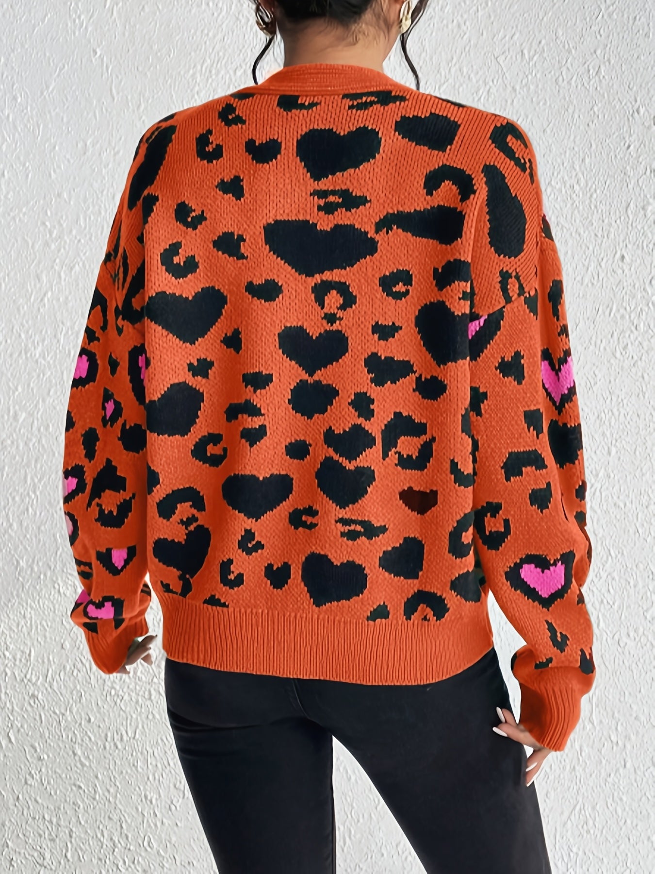 Suéter Jacquard de Leopardo – Tejido Informal Elegante para Mujer Primavera/Otoño