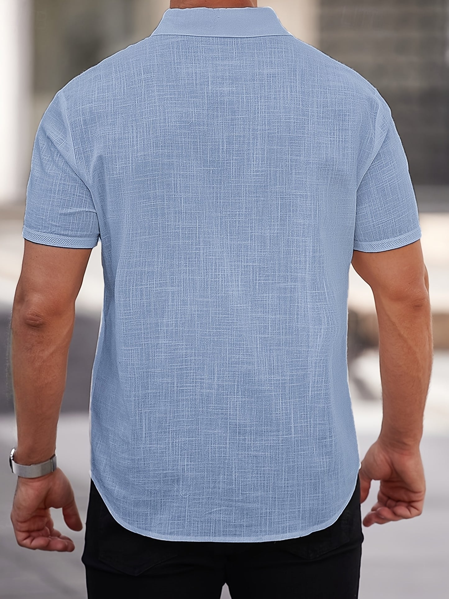 Chemise à manches courtes légère en lyocell pour homme – Boutonnée décontractée d’été