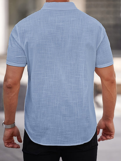 Chemise à manches courtes légère en lyocell pour homme – Boutonnée décontractée d’été