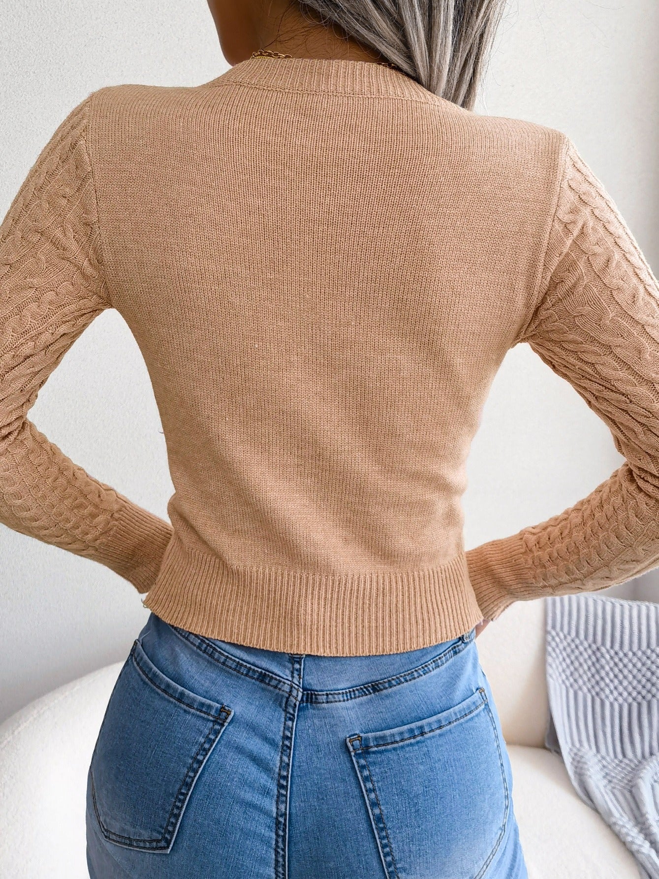 Women’s Hollow-Out Knit Sweater – Sexy Slim-Fit Pullover Top