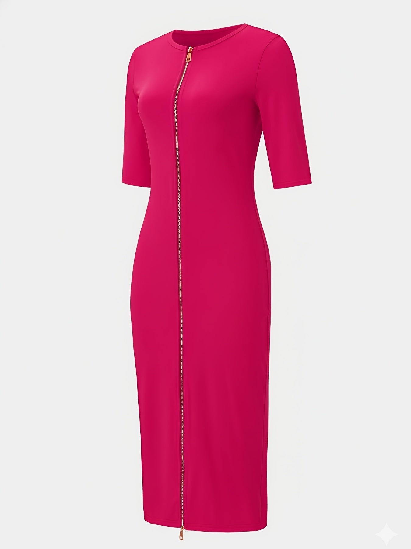 Boat Neck Bodycon Midi Dress – Elegant Slim Fit Short Sleeve Dress