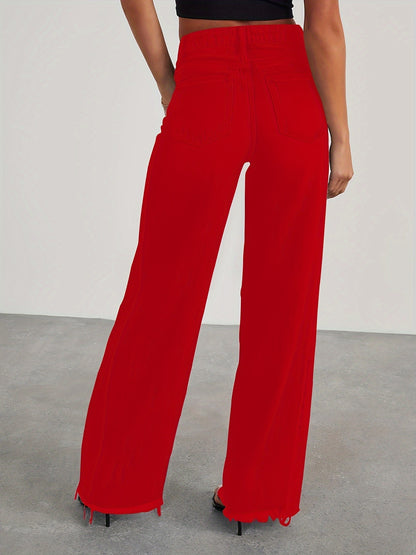 Women’s High-Waist Wide-Leg Jeans – Casual Stretch Baggy Denim