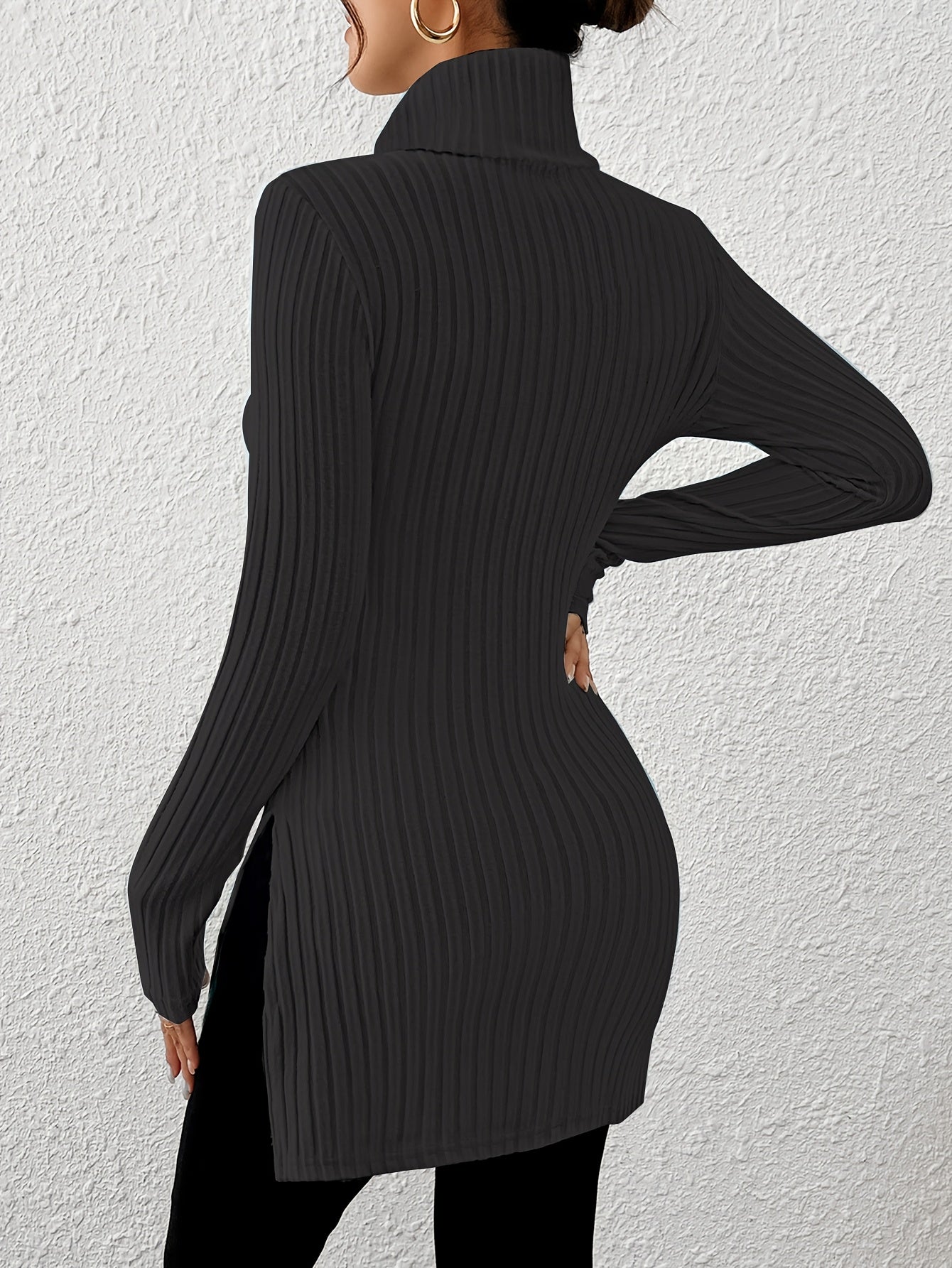 Women’s Elegant Turtleneck Top – Soft Long Sleeve High-Neck Knit