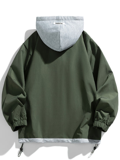 Loom & Soul Men’s Color Block Zip Jacket – Lightweight Hooded Windbreaker