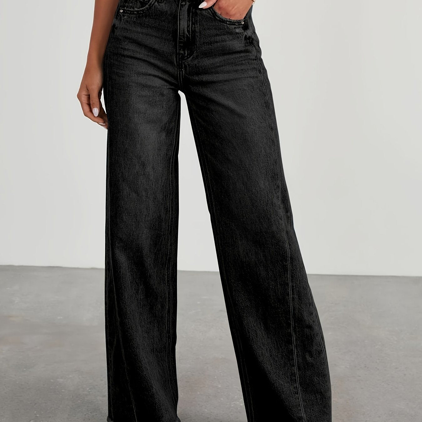 Women’s High-Waist Wide-Leg Jeans – Casual Stretch Baggy Denim