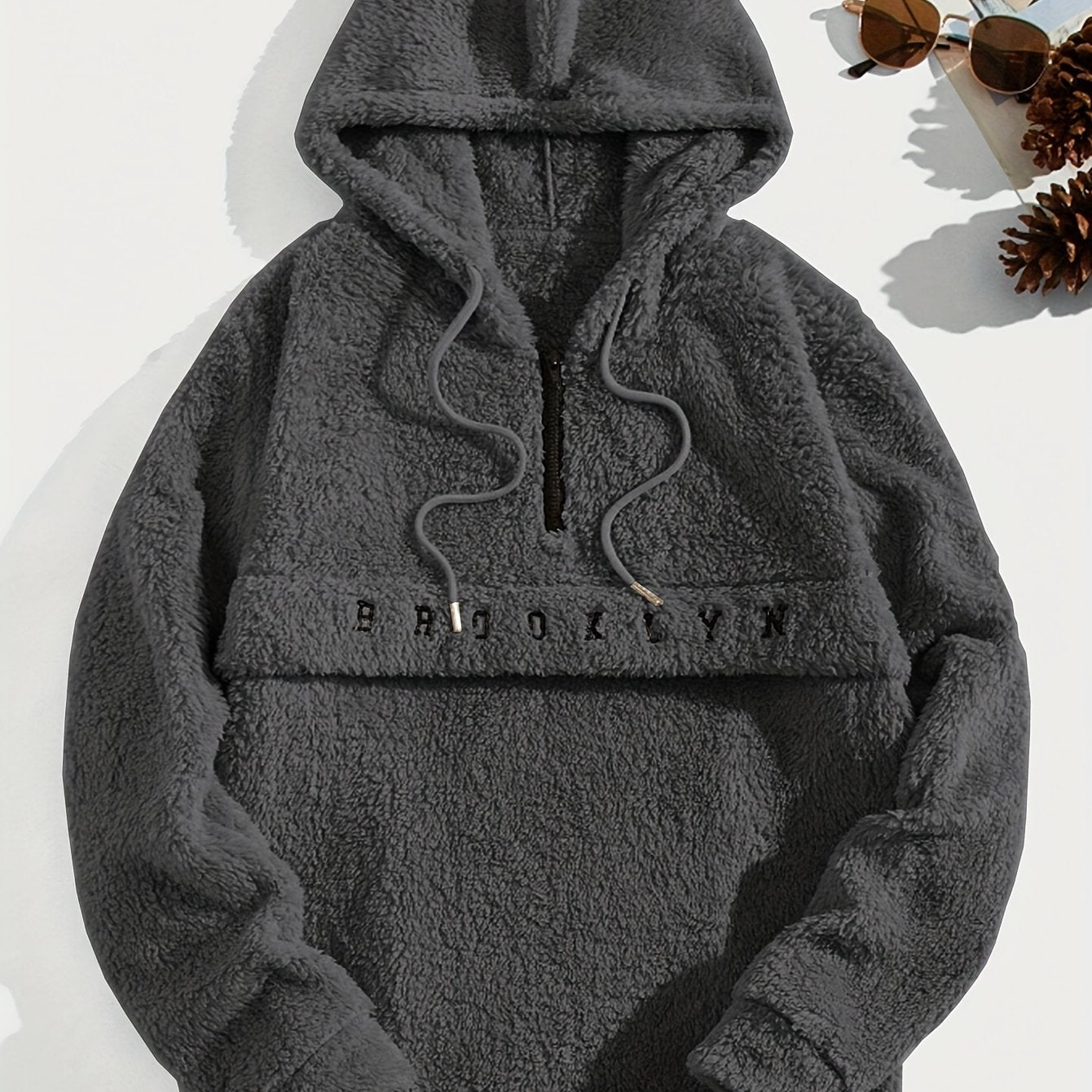 Men’s Plush Fleece Hoodie – Half-Zip “Brooklyn” Winter Pullover