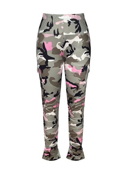 Women’s High-Waist Camo Leggings – Stretch Fit with Side Pockets