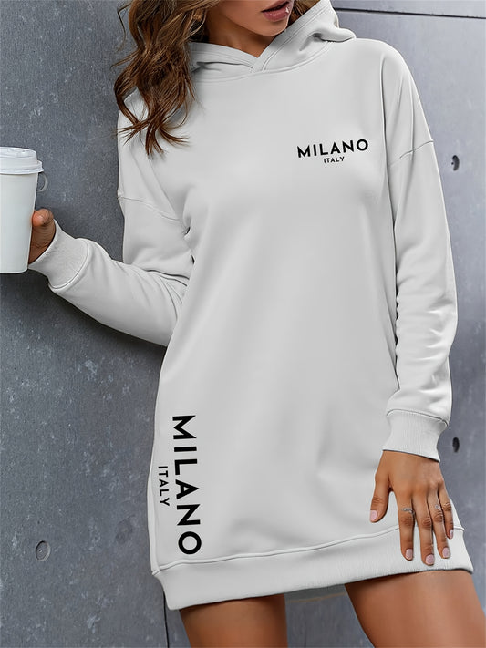 Women’s “MILANO” Oversized Hoodie Dress – Warm Long Pullover