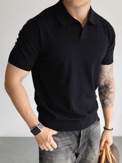 Camiseta de verano para hombre con cuello tipo polo – Corte ajustado, ligera e informal