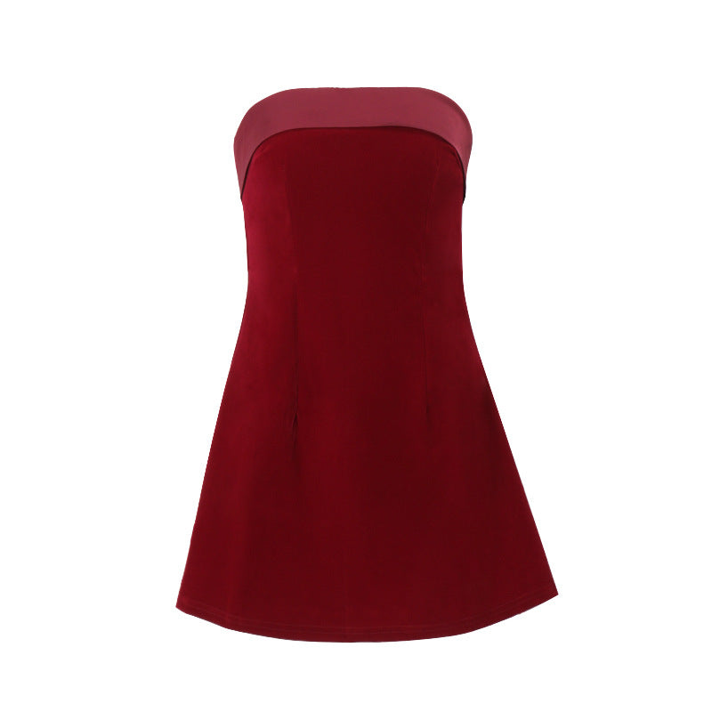 Women’s Strapless A-Line Mini Dress – Sleek Zip Party Dress
