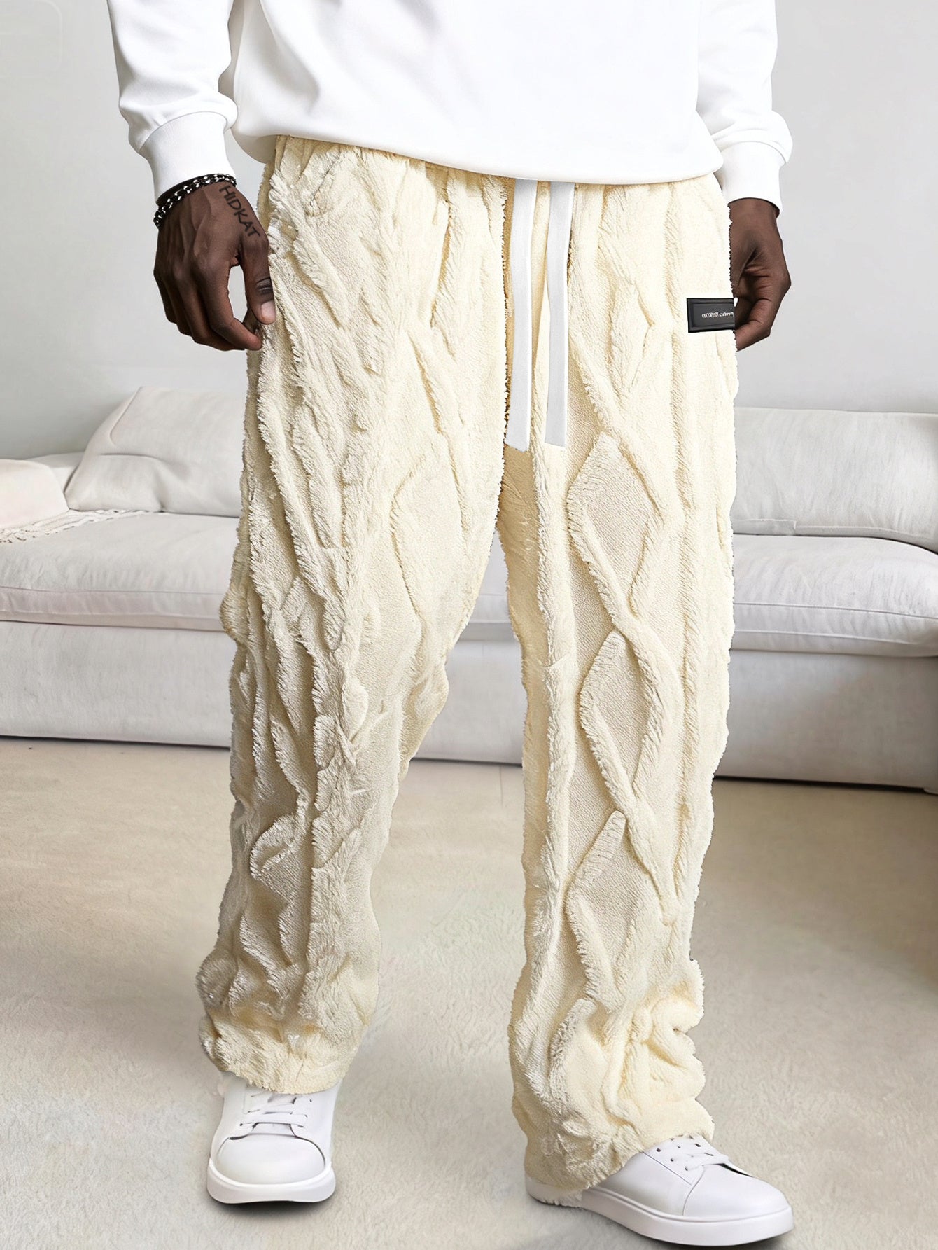 Pantalon de survêtement doublé polaire pour homme – Chaud, confortable, avec cordon de serrage pour l'hiver