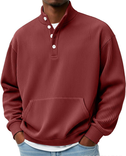 Sweat-shirt homme col roulé uni – Polo décontracté à manches longues