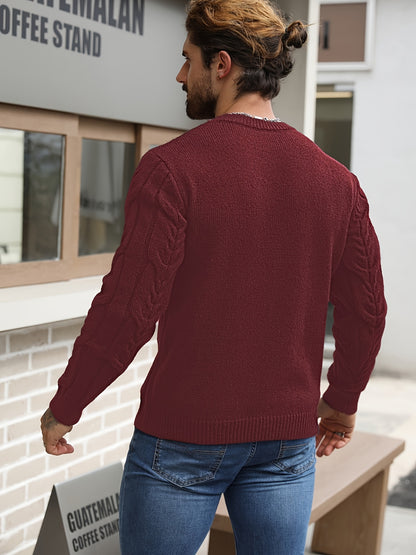Men’s Striped Knit Sweater – Soft Crewneck Ribbed Trim Pullover
