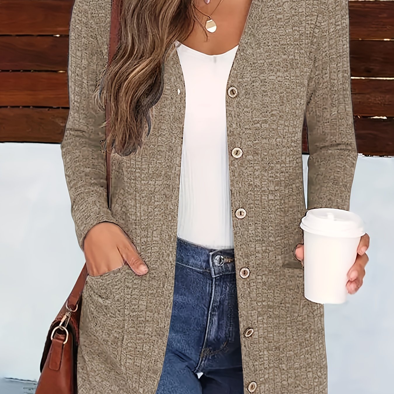 Women’s Elegant V-Neck Cardigan – Cozy Button-Up Fall Sweater
