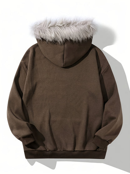 Men’s Y2K Printed Beanie Hoodie – Directional Streetwear Pullover