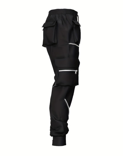 Men’s Reflective Cargo Pants – Loose-Fit Multi-Pocket Sports Trousers