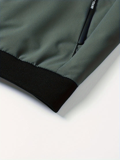 Men’s Letter Embroidered Bomber Jacket – Sporty Casual Streetwear