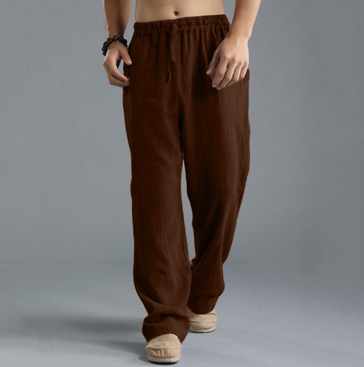 Pantalon en lin respirant pour homme – Pantalon de sport décontracté coupe ample
