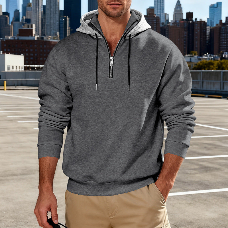 Sudadera con capucha de cuello alto para hombre – Sudadera informal de lujo para viajeros