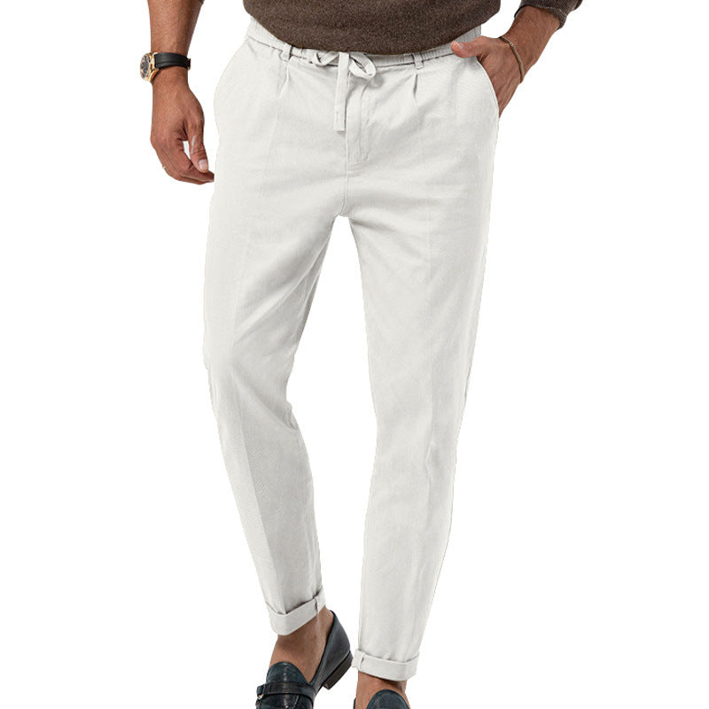 Loom & Soul™ Men’s Drawstring Business Pants – Straight-Leg Casual Trousers with Elastic Waist & Tailored Comfort