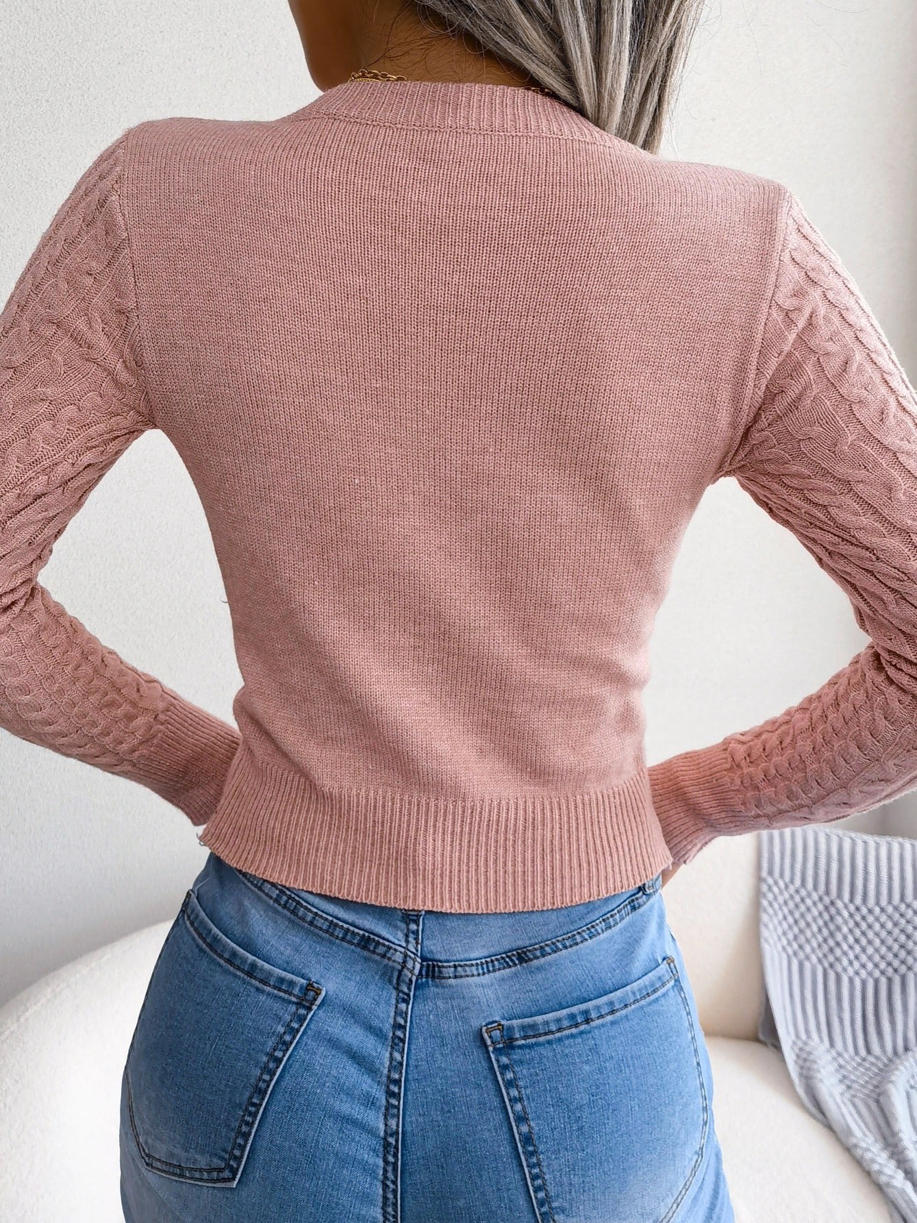 Women’s Hollow-Out Knit Sweater – Sexy Slim-Fit Pullover Top