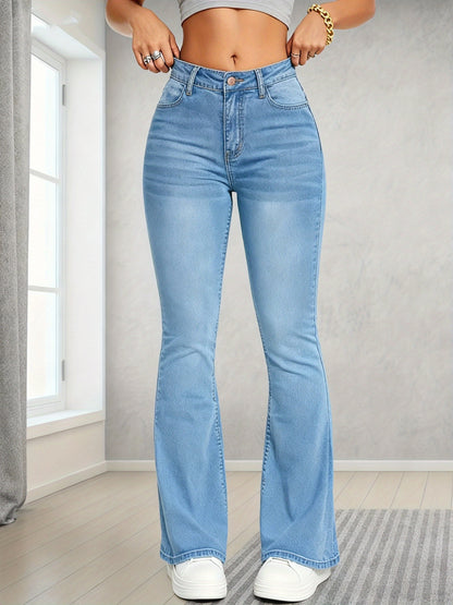 Jean évasé sculptant élégant – Denim taille haute coupe slim