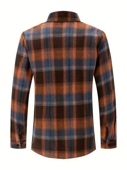 Chemise à carreaux verte et bleue pour homme – Chemise décontractée boutonnée à carreaux